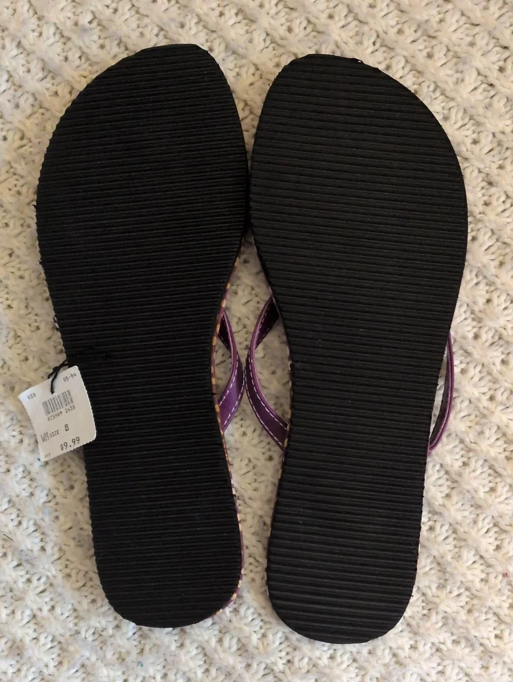 Montego Bay Club Purple and Cream Polka Dot Thong Flip Flop Sandals Size 8 NWT